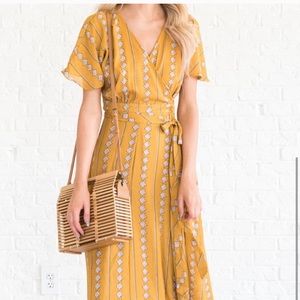 West Coast Dreams Mustard Wrap Dress (L)